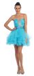 Strapless Rhinestones Bust Short Prom Party Dress in Turquoise